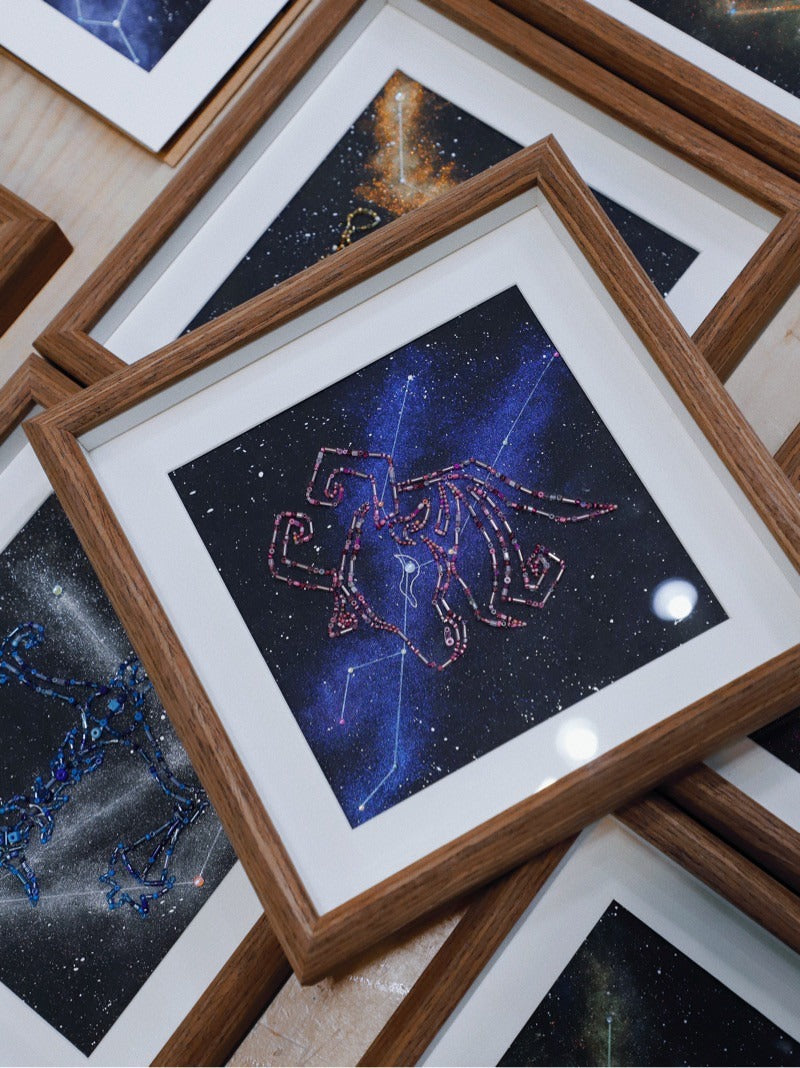 Material package for twelve zodiac signs decorative paintings made of minerals
