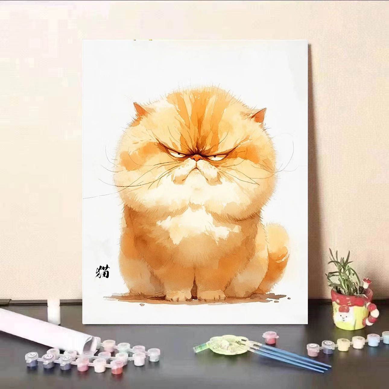 Cute Cat Digital Oil Painting DIY Handmade Colored Acrylic Decorative Painting Material Pack